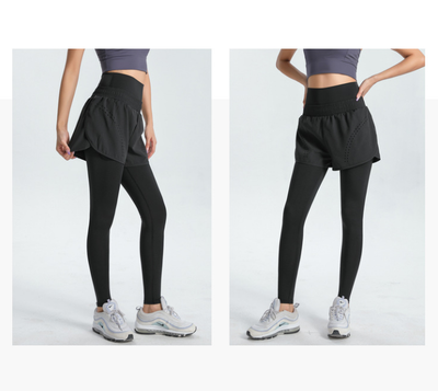 XXXXL Black Women's High-Waist Athletic Skort with Built-In Shorts - Breathable Quick-Dry Running Skirt with Phone Pocket