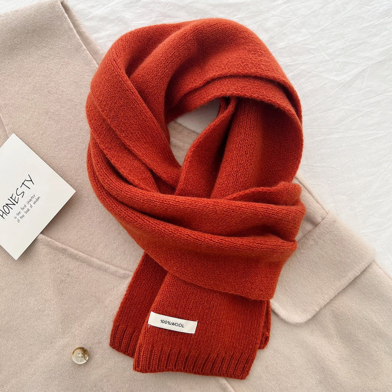 Orange-red Luxurious 100% Wool Scarf for Women and Men - Soft, Warm, and Stylish