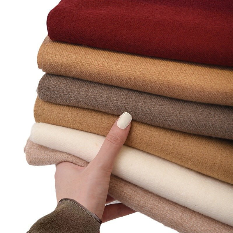 Coffee 2 PCS Skin Red Solid Color Scarf Shawl with Tassels - Warm Korean Style Wrap (180cm x 70cm)