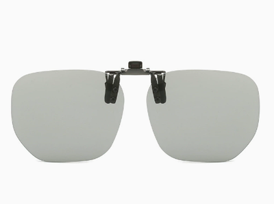 Grey to Dark Grey 2-Piece Flip-Up Sunglasses Clip-On Set for Glasses - UV-Protective Square Polarized Lenses for Driving