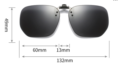 Grey to Dark Grey 2-Piece Flip-Up Sunglasses Clip-On Set for Glasses - UV-Protective Square Polarized Lenses for Driving