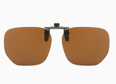 Tea Color 2-Piece Flip-Up Sunglasses Clip-On Set for Glasses - UV-Protective Square Polarized Lenses for Driving