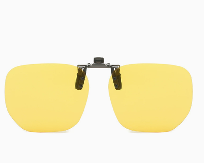 Night Vision 2-Piece Flip-Up Sunglasses Clip-On Set for Glasses - UV-Protective Square Polarized Lenses for Driving