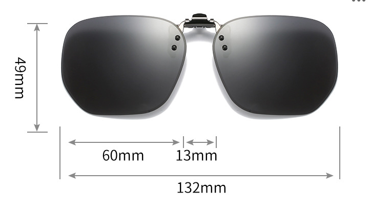 Night Vision 2-Piece Flip-Up Sunglasses Clip-On Set for Glasses - UV-Protective Square Polarized Lenses for Driving