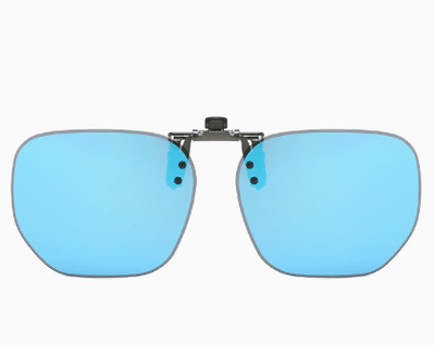 Methylene Blue Flakes 2-Piece Flip-Up Sunglasses Clip-On Set for Glasses - UV-Protective Square Polarized Lenses for Driving