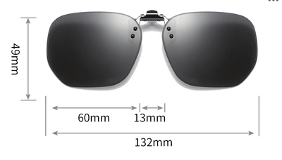 Methylene Blue Flakes 2-Piece Flip-Up Sunglasses Clip-On Set for Glasses - UV-Protective Square Polarized Lenses for Driving