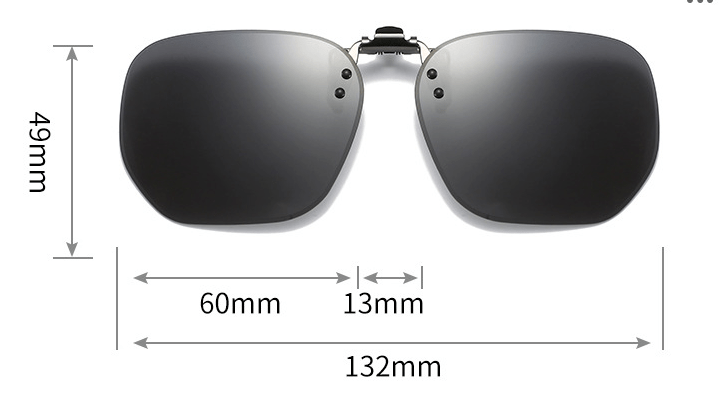 Methylene Blue Flakes 2-Piece Flip-Up Sunglasses Clip-On Set for Glasses - UV-Protective Square Polarized Lenses for Driving