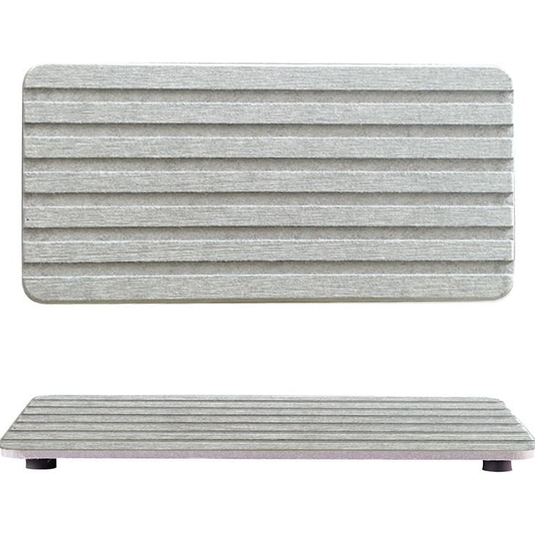 6 Slotted Medium Grey 2-Piece Rectangular Diatomaceous Earth Coaster Set - Absorbent Grooved Mat for Sink and Bathroom