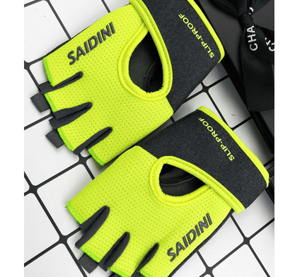 S Chartreuse 2-PCS Women's Half-Finger Fitness Gloves - Anti-Slip Breathable Gloves for Yoga, Spin Bike, and Weight Training