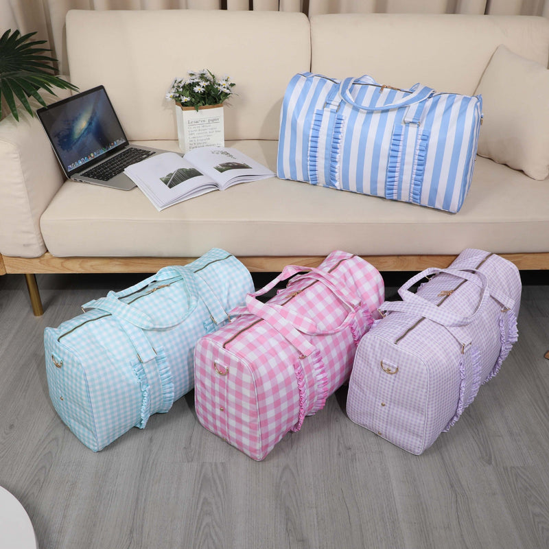 Purple Travel Bag with Large Capacity - Stylish Striped Backpack for Short Trips, 40x28x10cm