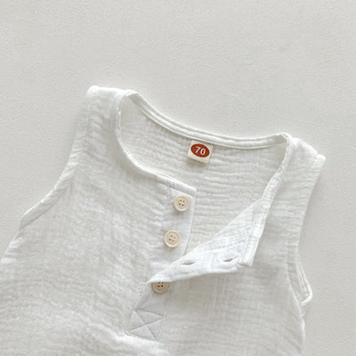90cm Khaki Sleeveless Bubble Cotton Baby Romper - Soft Newborn Onesie for Boys and Girls, 0-2 Years