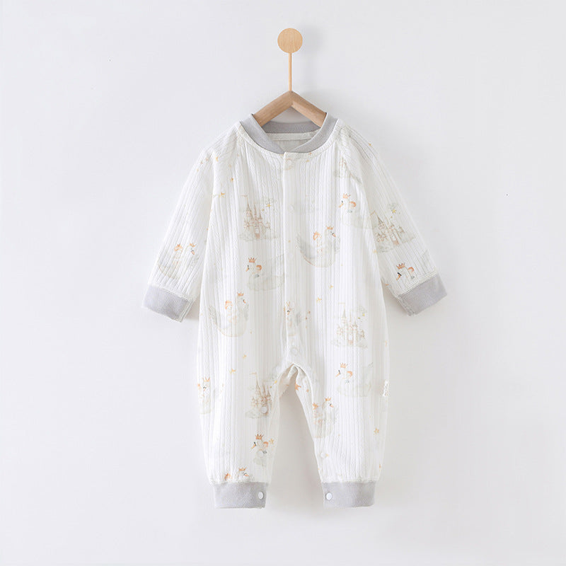 80 Size The Prince of the Castle Class A Pure Cotton Long-Sleeve Baby Onesie - Cozy Newborn Bodysuit for Fall and Winter