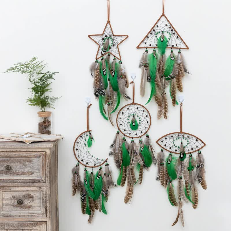 Eye Shape With Lights Boho Forest Dreamcatcher Wind Chime Pendant - INS Style Moonlit Serenity Decor