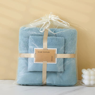 Blue Soft and Absorbent Towel Set – Wrap Towel and Bath Towel Set for Ultimate Comfort Bath towel 140*70cm, face towel 75*35cm