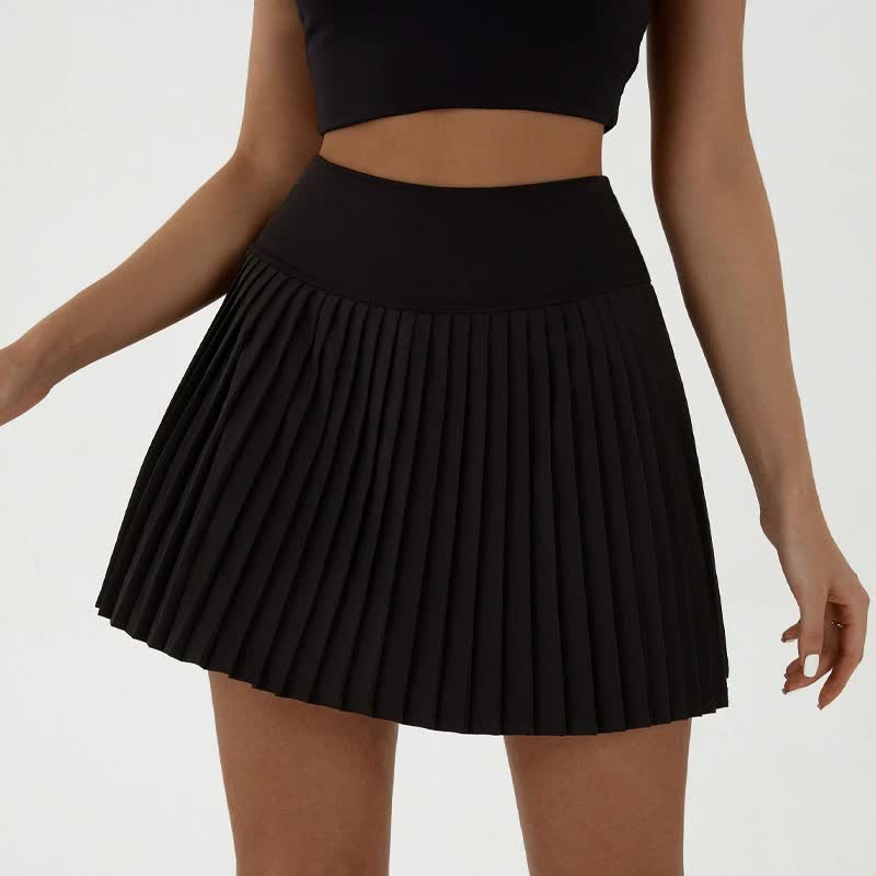 High waist Blue and White pleated skirt | built-in shorts to prevent exposure - suitable for yoga, badminton and golf  Size L