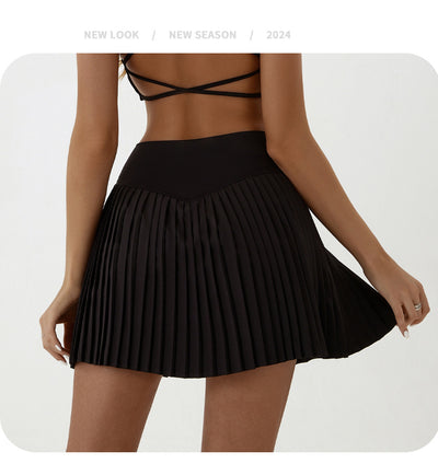 High waist Blue and White pleated skirt | built-in shorts to prevent exposure - suitable for yoga, badminton and golf  Size L