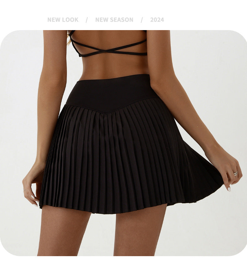 High waist Blue and White pleated skirt | built-in shorts to prevent exposure - suitable for yoga, badminton and golf  Size L
