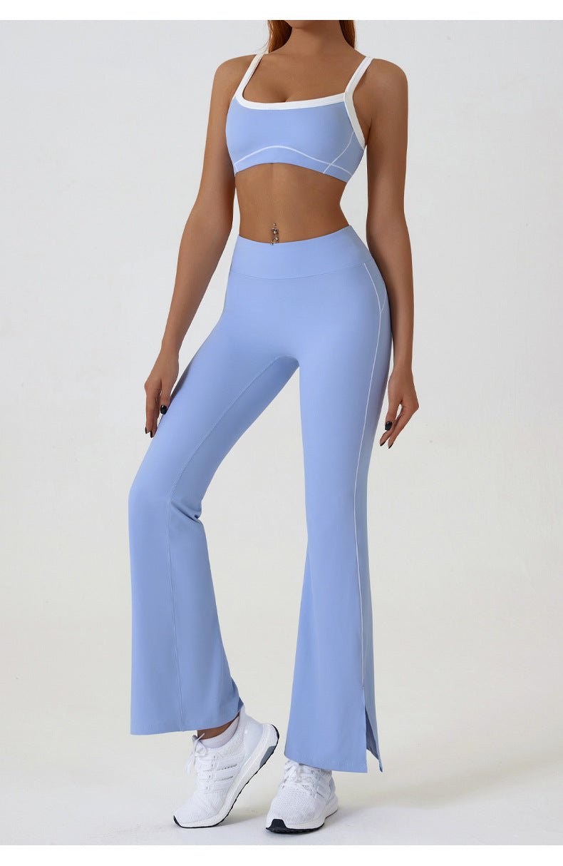 Blue Flared Leggings & Sports Bra Set - Breathable & Stretchy Activewear for Yoga, Running & Gym Workouts Size S