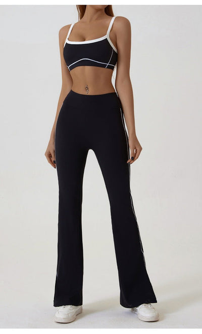 Blue Flared Leggings & Sports Bra Set - Breathable & Stretchy Activewear for Yoga, Running & Gym Workouts Size XL