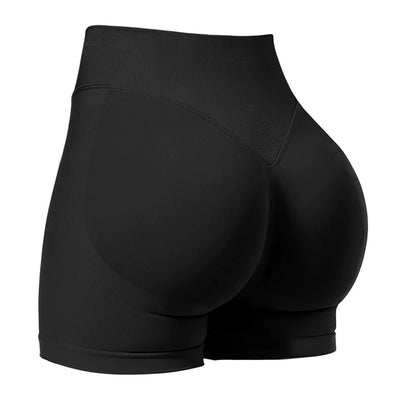 Black High-Waisted Yoga Shorts for Women, Butt-Lifting Fitness Running Shorts, Sports Leggings for Workout, Size S