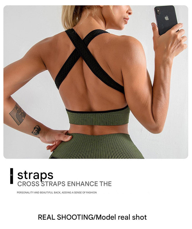 Black+Red High Waist Yoga Set for Women - Sports Bra, Long Sleeve Shirt & Leggings 3-Piece Workout Set Size XXL