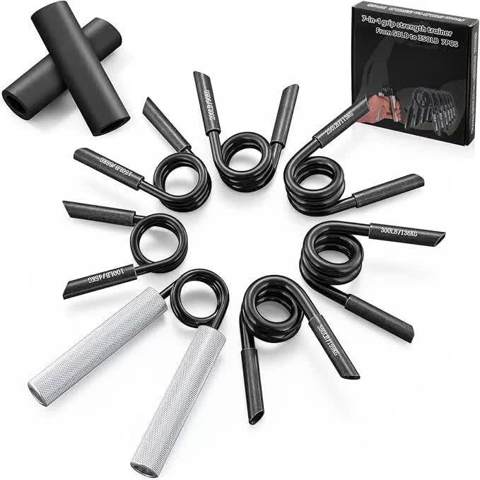 7-in-1 Aluminum Metal Grip Strength Trainer Set with Adjustable Resistance - Wrist, Finger, and Arm Exercise（50LB-350LB）