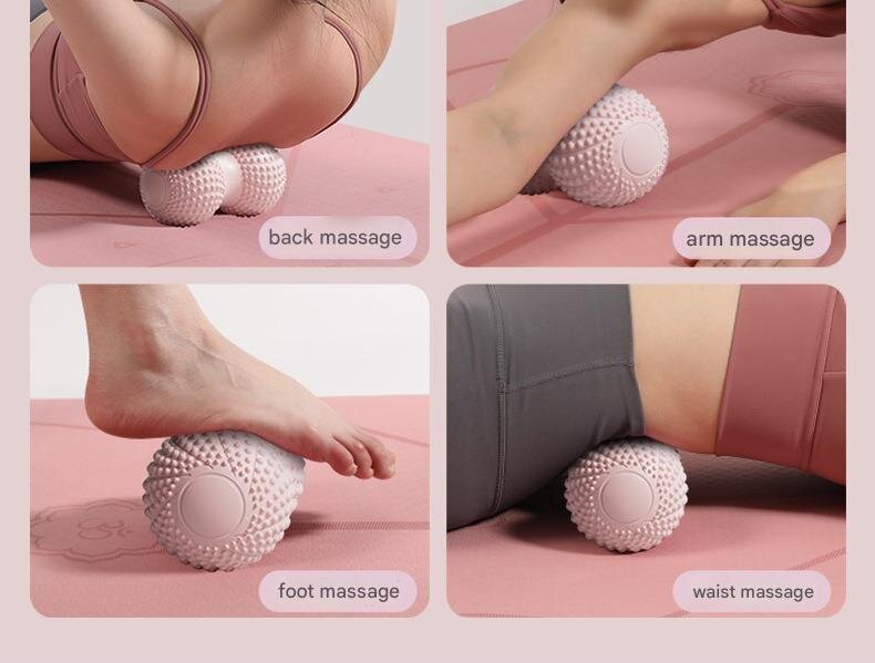 Pink 2pcs Fascia Ball Foot Arch Massager Peanut Ball for Muscle Relaxation, Deep Tissue Release, Yoga Massage 6.5*6.5*13CM