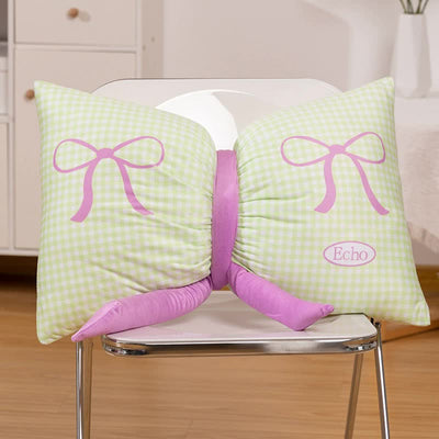 Green Cute Butterfly Knot Pillow | Soft Bed & Seat Cushion, Decorative Throw Pillow for Home & Car 65x40cm