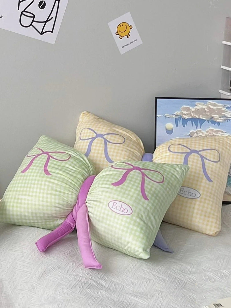 Green Cute Butterfly Knot Pillow | Soft Bed & Seat Cushion, Decorative Throw Pillow for Home & Car 65x40cm