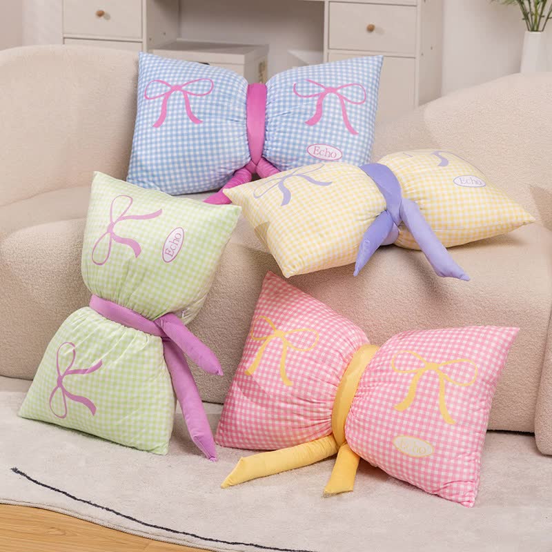 Green Cute Butterfly Knot Pillow | Soft Bed & Seat Cushion, Decorative Throw Pillow for Home & Car 65x40cm