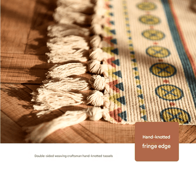 Handwoven Cotton Tassel Floor Rug for Bedroom or Living Room|Soft, Modern Geometric Design,60x90cm