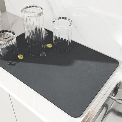 Dark Gray Kitchen Drying Mat - Super Absorbent Dish & Cup Drainer Pad 40x50cm