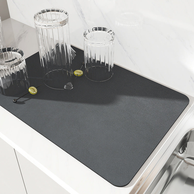 Dark Gray Kitchen Drying Mat - Super Absorbent Dish & Cup Drainer Pad 40x50cm