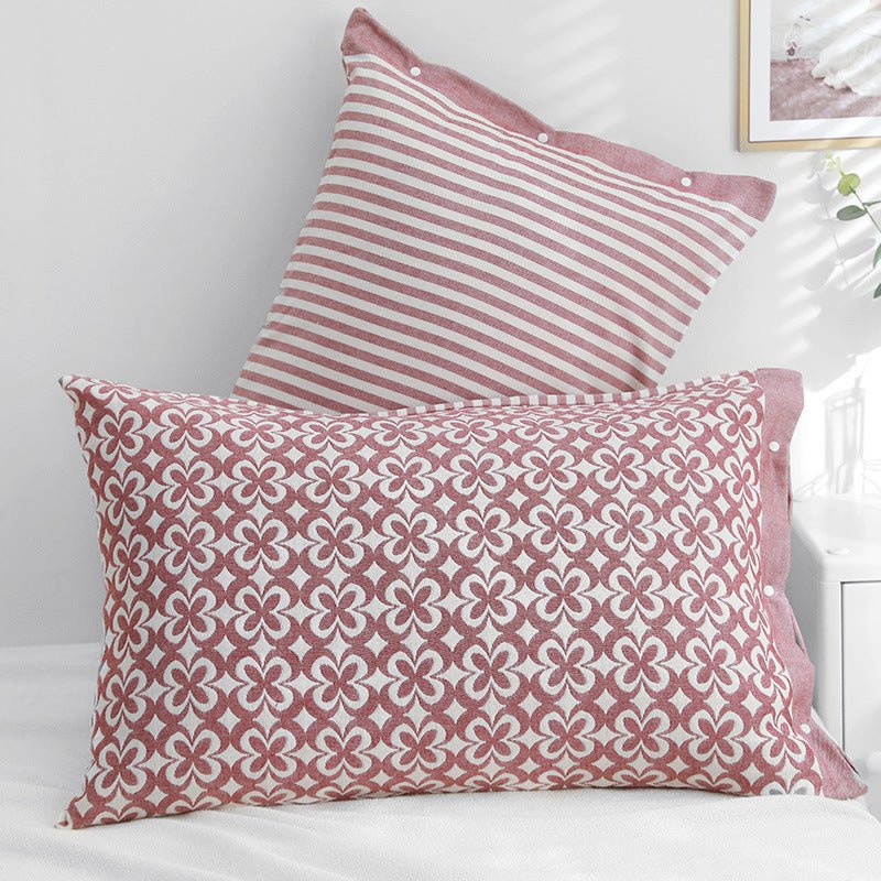 Pink petals Snap-On Cotton Gauze Pillowcase Set - Full Coverage, Non-Slip, Easy Closure (One pair without pillow core)