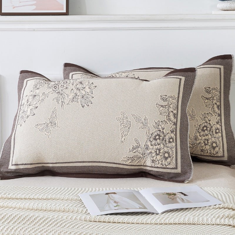 Pair of Butterfly pattern Tied Cotton Gauze Pillow Cover - Secure Fit, Premium Comfort (Insert Not Included)
