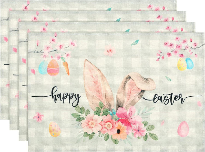 Easter Cotton-Linen Placemats - Set of 4 Anti-Stain Table Mats(Style 12)