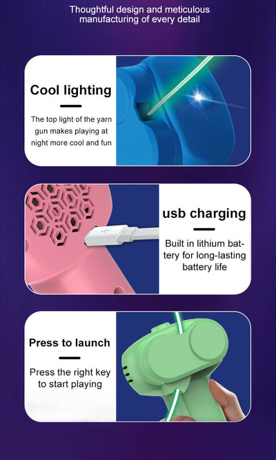 Blue 3-Meter Glow-in-the-Dark Rope Launcher Toy - Fun Stress Relief for All Ages