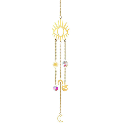 (Style 2) 4 pcs Crystal Wind Chimes-Sun Catcher Star Moon Dream Catcher for Window 30cm