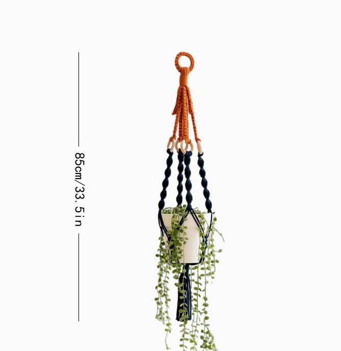 3 pcs Handwoven Plant Hanger-Cotton Rope Hanging Planter with Wooden Rings