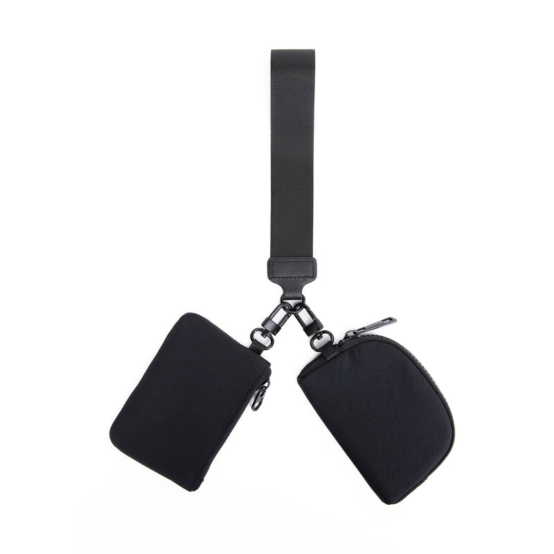 Black Stylish Mini Wristlet Wallet - Nylon, Multi-Compartment Design