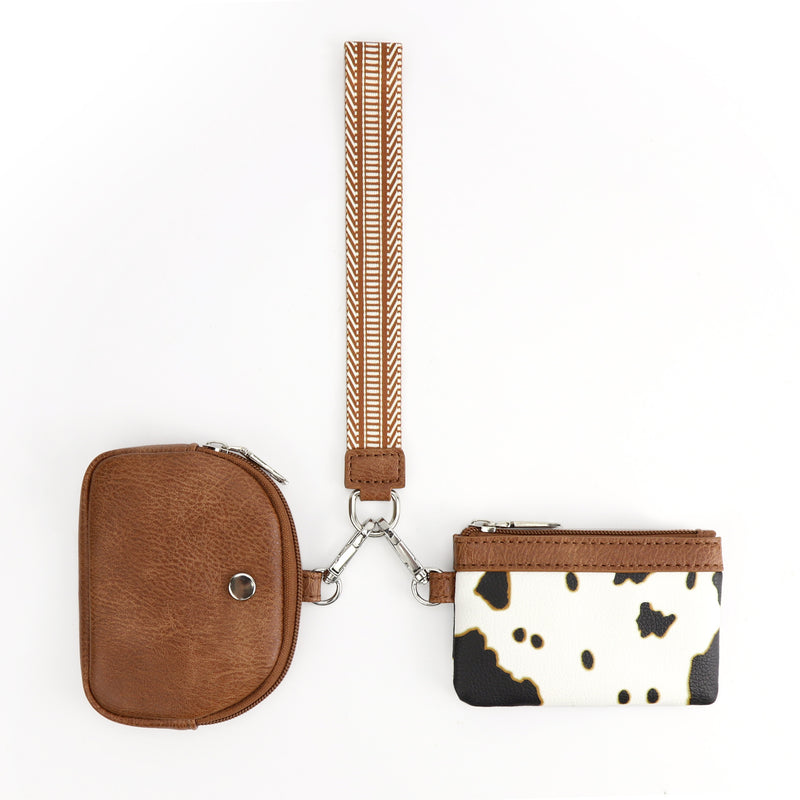 Cow brown Stylish Mini Wristlet Wallet - Nylon, Multi-Compartment Design
