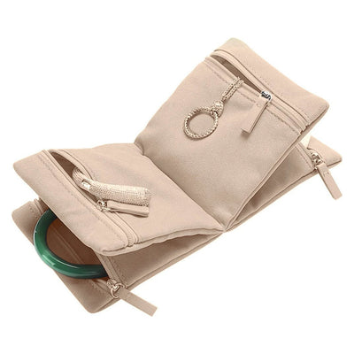 2 pcs Beige Travel Jewelry Storage Bag - Soft Faux Suede, Jade Bracelet Protector