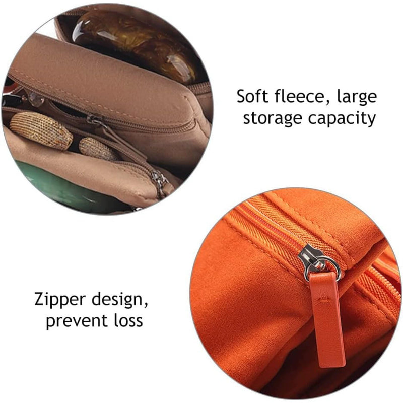 2 pcs Beige Travel Jewelry Storage Bag - Soft Faux Suede, Jade Bracelet Protector