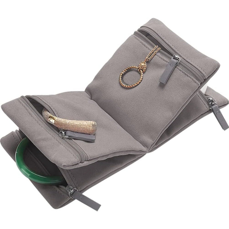 2 pcs Gray Travel Jewelry Storage Bag - Soft Faux Suede, Jade Bracelet Protector