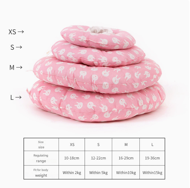2 pcs Pink Rabbit Soft Pet Recovery Collar - Comfortable Anti-Lick Cone for Cats & Dogs Size S
