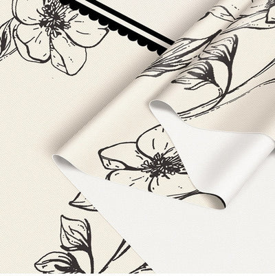 Style D Black And Off White Premium PVC Tablecloth - Oil & Water Resistant Table Cover for Dining Tables (140 x 220 cm)