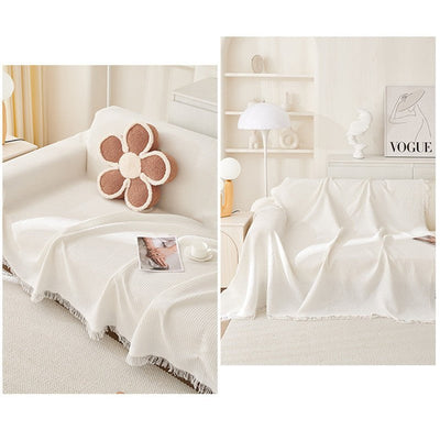 180*180CM White Premium Polyester Sofa Throw Blanket, 180x180 cm, Multi-Seasonal Use, Sofa Protector