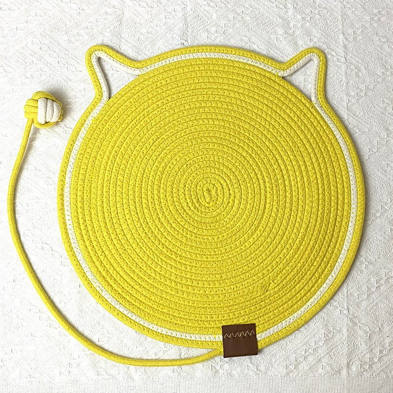 3 Pcs Yellow Durable Cat Scratching Mat with Attached Toy Ball - Washable and Multi-Functional, Ideal for Cats&
