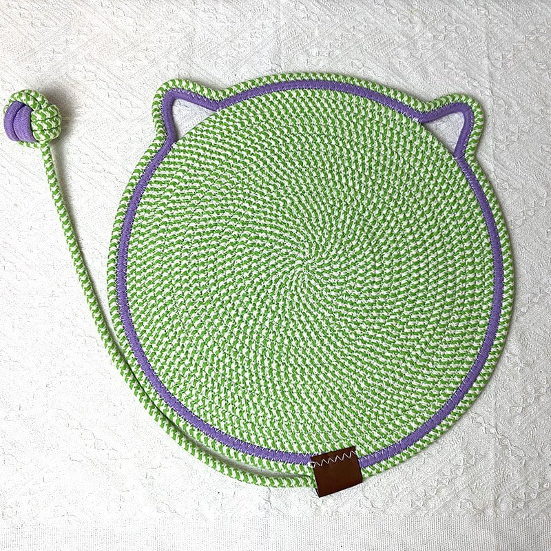 3 Pcs Green Durable Cat Scratching Mat with Attached Toy Ball - Washable and Multi-Functional, Ideal for Cats&