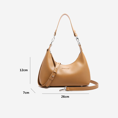 Off White Women's Trendy PU Leather Shoulder Bag - Fashionable Underarm Hobo Bag with Adjustable Strap